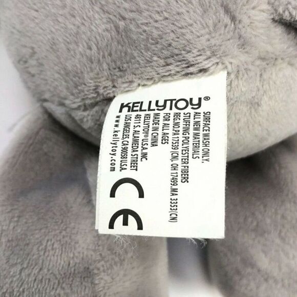 KELLYTOY Elephant Plush Lovey Rattle Clip On Toy Gray Soft Cuddly Crinkle Ears - Picture 7 of 9